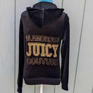 Juicy Couture Y2K Glamorous Juicy Couture Black Velour Tracksuit Jacket. Small